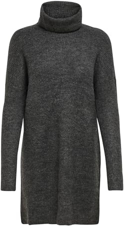 Only Onljana L/S Cowlnck Dress Wool Knt Noos Vestito, Grigio (Dark Grey Melange Dark Grey Melange), XL Donna