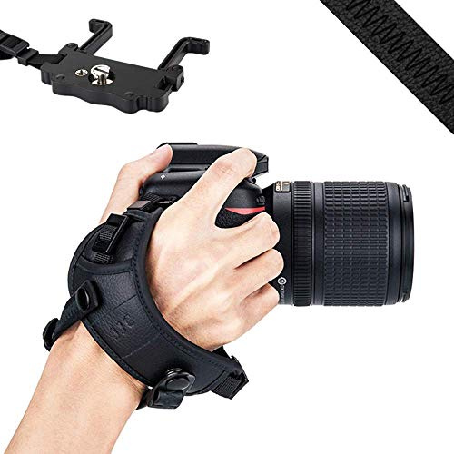 JJC DSLR Cámara Correa de Mano con Placa en U para Can. EOS R8 R6II R10 R7 R5 R6 5DIV 6DII M50II M200 90D 850D 200DII Son. FX30 ZV-E10 H400 Panason. Lumix DC-G100 G110 FZ1000 FZ300 Sigm. fp (Negro)
