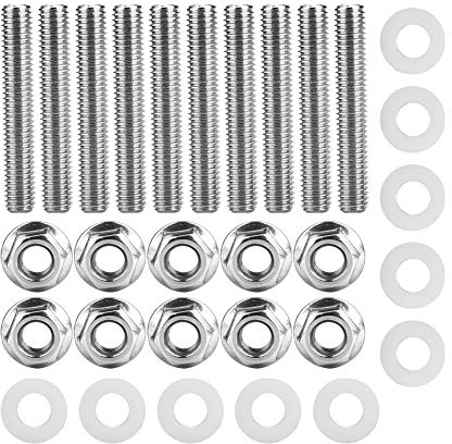 abgaskrümmer Auspuffkrümmer-Stehbolzen, Edelstahl-Header Schwarz Auspuffkrümmer-Stehbolzen-Kit-Schrauben