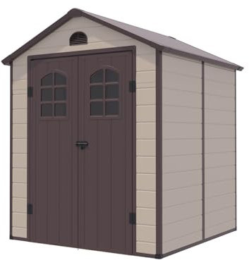 Gardiun Caseta de Resina Alessia A 3,57 m² 188x190x225 cm con Suelo y Ventanas Beige