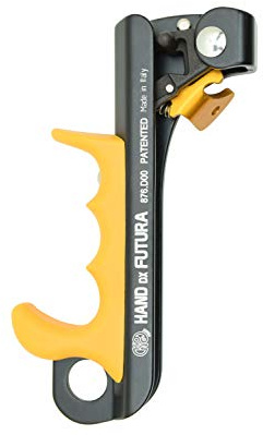 Kong. Futura Hand. Maniglia DX di Risalita per Arrampicata, Facilita la Tecnica di Salita Alternata. Sistema Anti-Ribaltamento della Camma. Made in Italy. EN 567, EN 12841/B. in Alluminio.125g. Nero