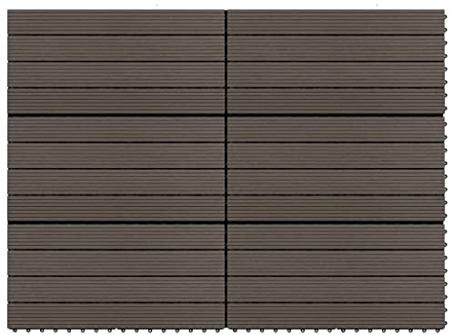 vidaXL 6x Carreaux de Terrasse Dalles de Terrasse Tuiles de Piscine Patio Balcon Salle de Bain Extérieur WPC 60x30 cm 1,08 m² Marron Foncé