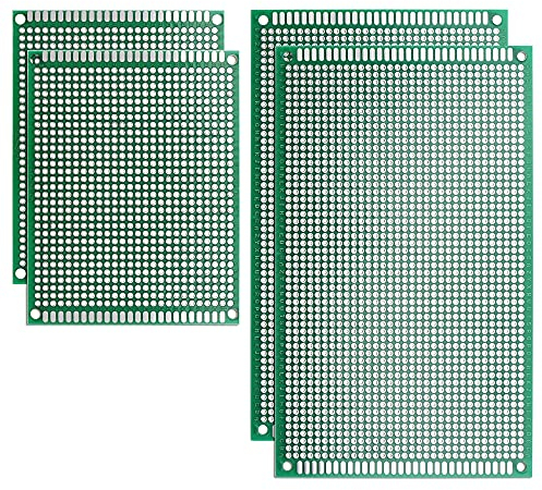 sourcing map 4Stk. Doppelseitig PCB Platinen Leiterplatten Kit (2 Größen - 7x9 9x15) Prototyping Platine für DIY Löten elektronischen Projekten Praxistest Schaltung