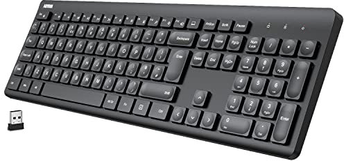 Arteck 2.4G Wireless Keyboard Ultra Slim Full Size Keyboard with Numeric Keypad and Media Hotkey for Computer/Desktop/PC/Laptop/Surface/Smart TV and Windows 10/8/ 7