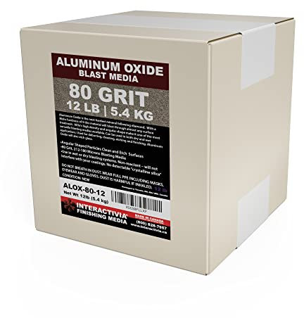 Óxido de aluminio medio de grano #80 - 12 libras - Medios abrasivos de chorro de arena para chorro de arena, pistolas de chorro de arena y gabinetes de chorro de arena