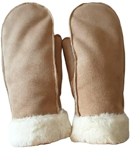 AXELENS Varma Handskar Kvinnor Vinter Muffles Stängt Elegant Bekväm Eco Suede Läder S/M