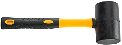 Hardy Working Tools – Mazo de Goma Negro Ø 55 mm – Martillo Pequeño para Alicatador, Chapista, Albañil, con Mango Bi-Material 2K