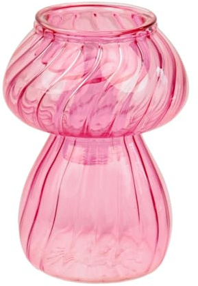 Talking Tables - Portavelas de Cristal con Forma de Hongo Rosa | Florero | Elegante decoración de Mesa de Navidad, decoración del hogar, Relleno de Calcetines, Amigo