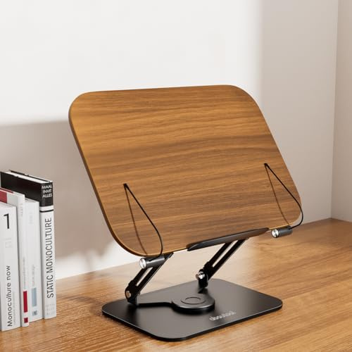 Buchständer zum Lesen, aboutool Verstellbarer Buchhalter mit 360° Schwenkfuß & Seitenclips, Faltbarer Kochbuchständer Lehrbuchständer für Notenblätter, Rezept, Tablet, Laptop, Lehrbuch, HTS-Z01