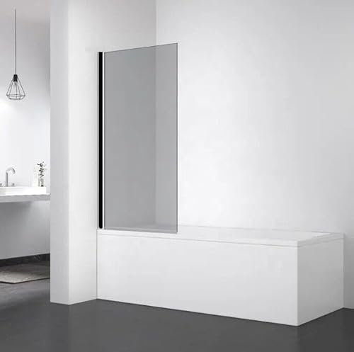 Bath Shower Screen Black Tint, Folding Glass Panel 800 by 1400mm (Back Tint and Trim)