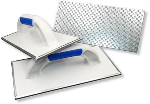 DEWEPRO Lot de 3 planches à poncer WDVS et béton cellulaire avec planche de support fermée - Planche à râper avec revêtement en tôle d'acier galvanisé - 270 x 130 mm - Planche de nivellement -