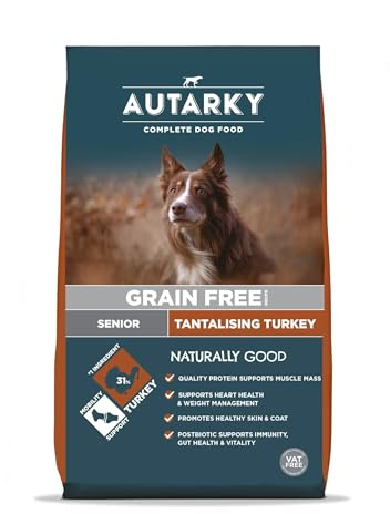 Autarky Grain Free Senior Dry Food, Tantalising Turkey 12kg - Dry Dog Food for Senior Dogs, Joint Support, Grain Free for Sensitive Stomachs