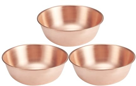 Purecopper-Medium 5.11'' Round Solid Copper Bowl - Handmade Decorative and Serving Bowls, Bowls for Food, Decoration, Condiments, Salt and Spices (3)