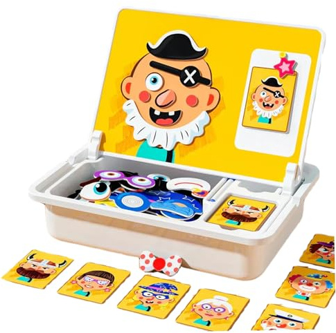 Visages magnétiques pour Les Tout-Petits Livre magnétique Double Face Amusant pour Puzzle et Peinture Jouet d'apprentissage éducatif préscolaire Puzzle magnétique Visages magnétiques pour Les TOU
