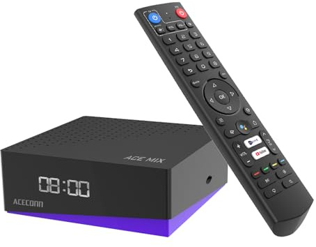 ACECONN ACEMIX Satellite Receiver Android 9 TV Boxes 4k 60hz HDR10+ DVB-S2/T2/C TVONAIR3 Player 32GB Dual WiFi BT Remote Air Mouse (UK, Box Only)