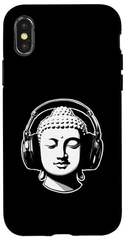 Custodia per iPhone X/XS Buddha con cuffie DJ