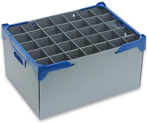 Tall Champagne Prosecco Flute Storage Box by Glassjacks. Safely Transport Your Champagne Flutes/Glasses or Items with a Max Width 65mm & Glass or Item Max Height 240mm - 35 Cells.