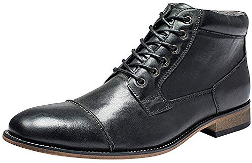 rismart Men's Ankle Round Toe Zip Lace-ups Smart Business Chukka Boots SN01811(Black,10.5 UK)