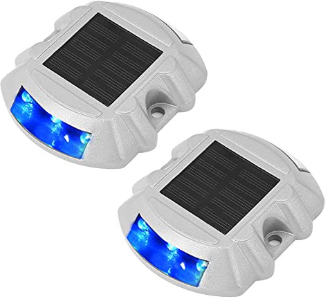 2 Pack Solar Deck Lights LED Driveway Lights for Step Sidewalk Stair Boat Garden Ground Pathway Yard