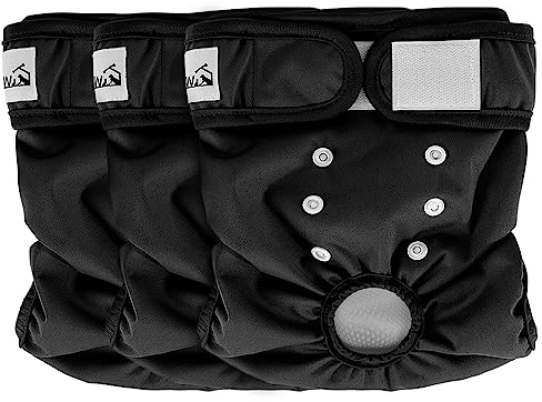 Eyein 3 Stück Hundewindeln für Hündinnen, Wiederverwendbare und Hochsaugfähige läufigkeitshose für hündinnen, Waschbare hundehöschen mit zweifacher Anpassung für Läufigkeit & Inkontinenz (#1, M)