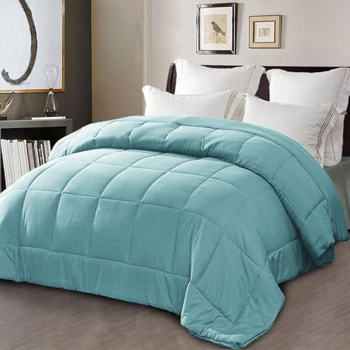 Exclusivo Mezcla 7.5 Tog Single Coverless Duvet, Lightweight Soft Quilt | 135x200 cm, Soft Pre-washed Microfiber, Breathable All Seasons Down Alternative Comforter, Machine Washable, Teal Green