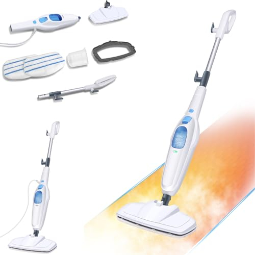 Electric Cleaner Floor Hot Steam Mop Handheld Steam Cleaner for Hardwood, Tile, Laminate Floors, Glass, Fabric, Metal, Carpet, Power Washer Hand Steamer with 5m Long Power Cord & 2pcs Pads