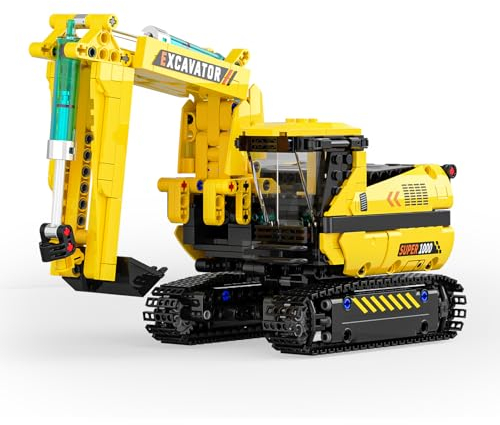 QLT QIAOLETONG Bagger Truck Ideas Klemmbausteine Baustein Set, City STEM Truck Spielzeug Raupenbagger, Geschenke für 6-12+ Jahre alte Jungen Mädchen(578PCS)