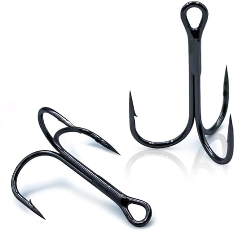 9KM DWLIFE Treble Fishing Hooks 50pcs,Triple Hooks High Carbon Steel Brabed Sharp,Replacement Fishing Hooks on Hard Lures for Freshwater Saltwater(Size 16#)