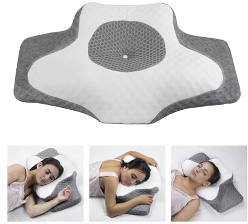 Topmener Orthopädisches Kissen Memory-Schaum, nackenkissen stellbar, Schmetterlingsform ergonomisches orthopädisches Kissen zum schlafen Nackenstütze, Schlafkissen für Seiten Rücken und Bauchschläfer