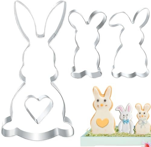 Ausstecher Hase 12,7/8,5/8cm,Osterhasen Ausstecher Groß Ostern Keksausstecher Hasen Osterausstecher Edelstahl,Oster Ausstechformen Hase Osterhase Backform für Kekse Fondant Ostern Geschenk