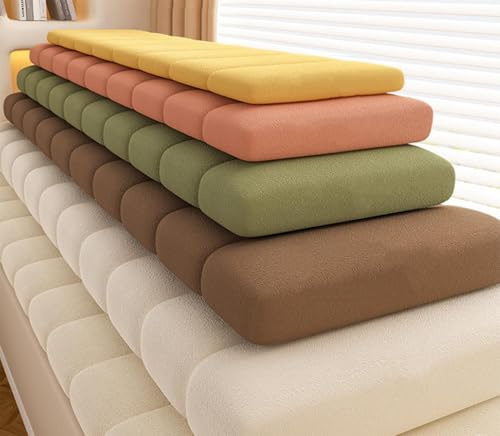 Window Seat Cushion Indoor Plump Velvet Circle Fleece Tailored Bay Window Sill Bench Seat Cushion Indoor Furniture Thickened Foam Splash Proof Scratch Resistant