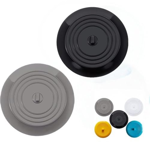 RQzaufania 2-Pack 15 cm Silikon Badkarspropp, Avloppspropp Universal Diskbänksplugg för Diskbänk, Handfat, Badkar (Svart och Grå)