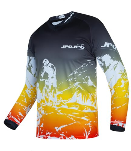 PSPORT Maillot de vélo tout-terrain pour jeunes, maillot de VTT à manches longues pour enfants, maillots de descente pour moto, motocross, BMX, moto MX, course tout-terrain, 10 ans