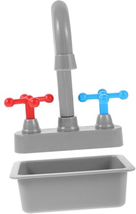 FRCOLOR Mini Évier de Cuisine avec Robinet Réaliste pour Jeu Dimitation Garçon Fille Accessoires de Jeu de Rôle Éducatifs et Interactifs