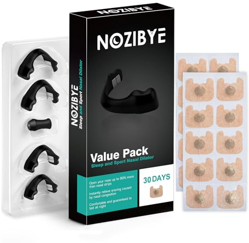 Nozibye Nasenpflaster Magnet, Sparpackung (Schwarz, 30 Paar) für 30 Tage - Magnetische Nasenpflaster gegen Schnarchen, für besseres Atmen & tieferen Schlaf
