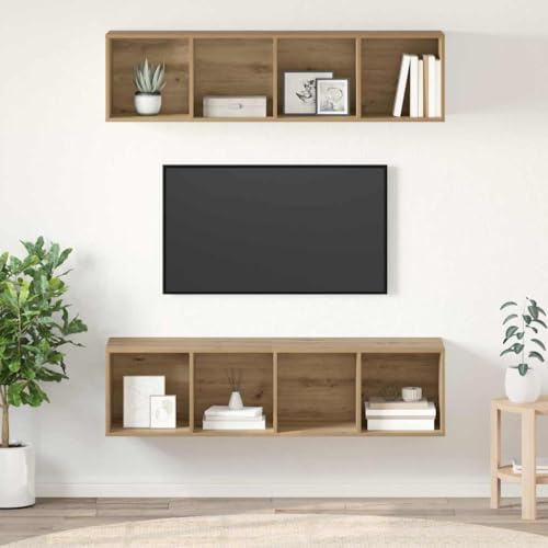INLIFE Ensemble Meuble TV 2 pcs Chêne Artisanal 37 x 37 x 142,5 cm