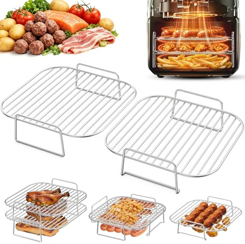 PETHREE Apilable Rejilla para Freidora de Aire 2 Piezas Accesorios Airfryer