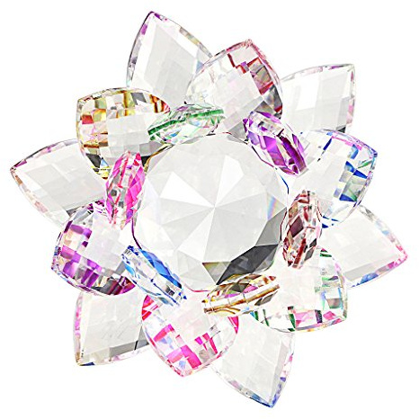 BTSKY Cristal de Ornamento de Flor de Loto Vidrio de Colores para Decoración en Hotel Boda Bar Hogar Oficina Fiesta(con una Caja para protección)