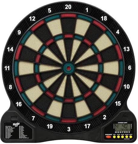 Fat Cat by GLD Products 727 Electronic Dartboard Value Size Over 15 Games and 132 Options Auto-Scoring Compact Display with Missed-Dart Throw Catch Ring Soft Tip Darts and Extra Points Battery