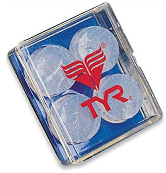 TYR Soft Silicone Ear Plugs for Swimming - Kids - Reusable, Moldable Swim Ear Plugs for Swimmers of All Levels - Includes Carry Case - 4 Pack, Clear