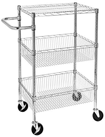 Honey-Can-Do 3 Shelf Chrome Storage Cart CRT-01451 Chrome