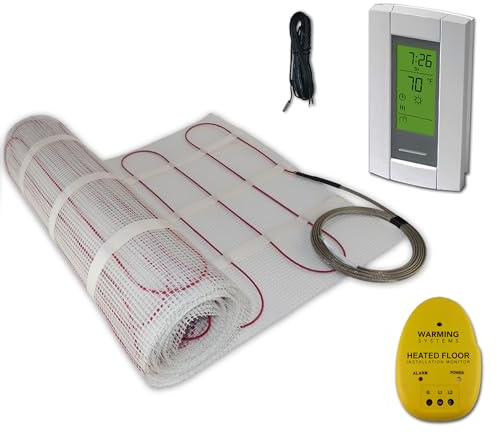 Warming Systems 30 Sqft Electric Radiant Floor Heating Mat – 120V Heated Tile Floor System with Programmable Thermostat (TH115), Floor Sensor, Installation Monitor & 25 Year Warranty, USA Made