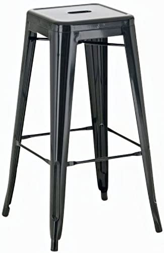 CLP Tabouret de Bar Joshua I Tabouret de Bar empilable en métal I Chaise de Bar avec Repose-Pieds I Hauteur d'assise 76 cm I Tabouret empilable, Couleur:Noir