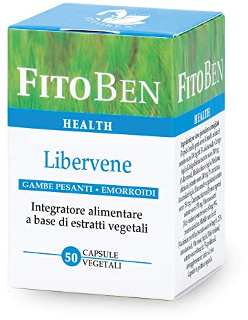 Fitoben | Libervene Integratore Naturale per Gambe Pesanti e Funzionalità del Microcircolo. 50 Capsule Vegetali.