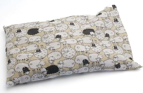 Cuscino termico con semi di lino per dolori cervicale muscolari mal di pancino mal di collo (550gr. - 31x19cm) con pecorelle. Terapia caldo freddo. Prodotto in Emilia Romagna