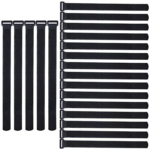 QitinDasen 20 Piezas 20 X 2 cm Nailon Cables Bridas, Correas de Cable Reutilizables, Tiras de Cable Ajustables, Ataduras de Cable Multiusos con Gancho y Bucle (Negro)