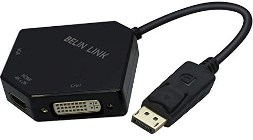 DP to HDMI VGA DVI Adapter Displayport to HDMI 4K Adapter 3 in 1 Display Port to HDMI VGA DVI Converter Male to Female Gold-Plated (Diamond Shaped)… (Diamond Shaped)