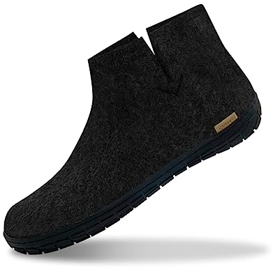 Glerups Filz Hausschuhe Herren und Damen (Größe 40) | Komfortabler Hausstiefel Damen & Herren mit Natürlicher Gummisohle | Filzstiefel Herren & Damen Winter | Comfortable Slippers Women & Men