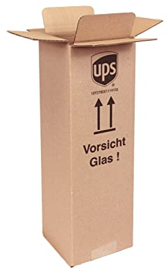 20x Flaschenversandkarton für eine Flasche/Weinflasche/Sektflasche - Weinkarton PTZ geprüft DHL/UPS Versandkarton für 0,75l