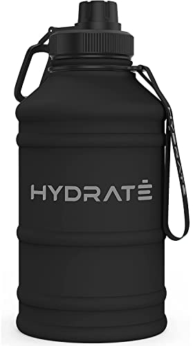 HYDRATE Bouteille d'eau en acier inoxydable de 2,2 litre - Gourde Sport sans BPA – Gourde eau en avec sangle de transport pratique en nylon et Bouchon à vis, Gourde Metal pour homme, femme, adulte